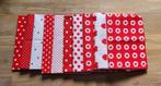 10 lieve lapjes katoen rood wit, Hobby en Vrije tijd, Stoffen en Lappen, Ophalen of Verzenden, Nieuw, Katoen, 30 tot 120 cm