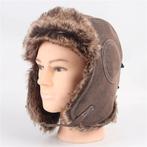 Bruine piloten muts pet winter aviator leren flappen piloot, Kleding | Heren, Verzenden, Nieuw, Muts