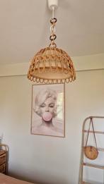 Vintage midcentury bamboe hanglamp, Ophalen, Gebruikt, Stof, Minder dan 50 cm