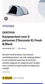 QUECHUA Tent voor 3 personen 2 Seconds XL Fresh & Black, Caravans en Kamperen, Tenten, Ophalen, Zo goed als nieuw, Tot en met 3