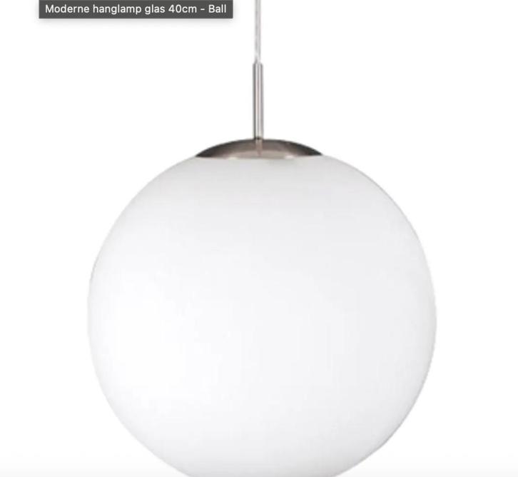 Moderne hanglamp – glasbol Ø 40 cm, Huis en Inrichting, Lampen | Hanglampen, Zo goed als nieuw, Minder dan 50 cm, Glas, Ophalen