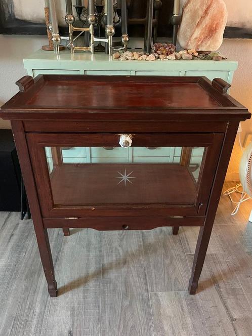 Antiek brocante theekastje drankkastje Engels kastje vitrine, Antiek en Kunst, Antiek | Meubels | Kasten, Ophalen