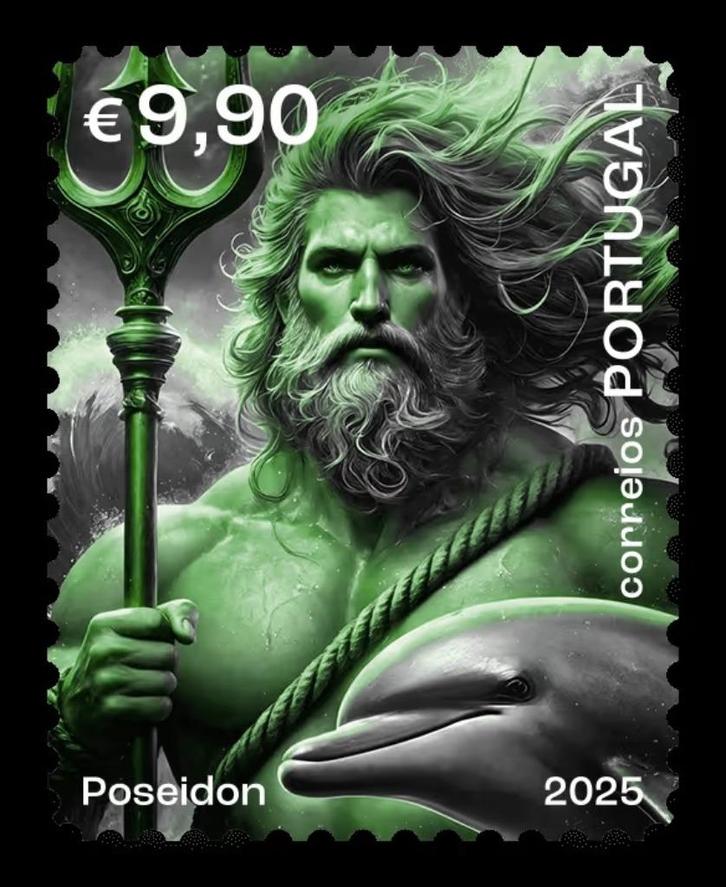 Portugal 2025 Poseidon Mythologie Crypto - NFT kleur Groen, Postzegels en Munten, Postzegels | Europa | Overig, Postfris, Portugal