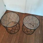 2 Riverdale tafeltjes zwart/glas, Ophalen, 50 tot 100 cm, Rond, 50 tot 100 cm