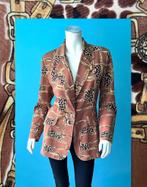Vintage originele jaren 80 blazer bruin/motief maat 40, Kleding | Dames, Jasjes, Kostuums en Pakken, Maat 38/40 (M), Bruin, Verzenden