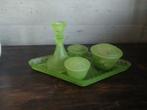 Art Deco Groen Glazen Toilet Set, Ophalen of Verzenden