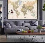 Retro Wereldkaart Print 150x100 cm, Verzenden, 100 tot 125 cm, 75 cm of meer, Print