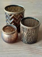 Waxinelichthouders | 3 stuks, Ophalen of Verzenden, Zo goed als nieuw, Overige materialen, Minder dan 25 cm