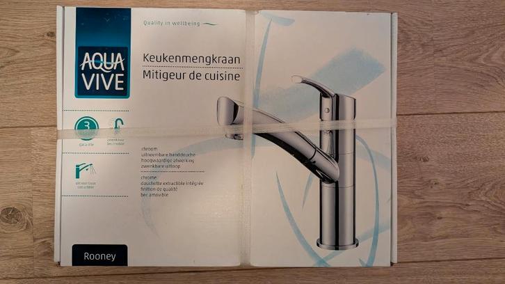 Keukenmengkraan met uittrekbare handdouche, Doe-het-zelf en Verbouw, Sanitair, Nieuw, Kraan, Chroom, Ophalen