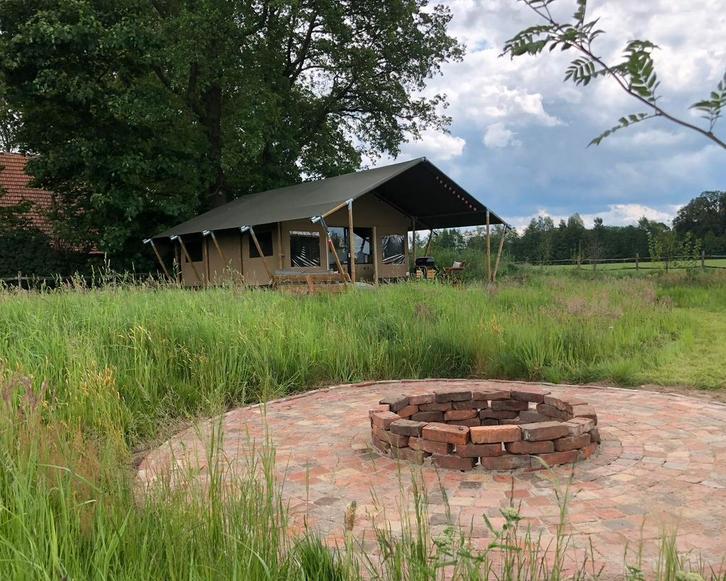 Safaritent XL volledig vrij gelegen op natuur erf, Vakantie, Vakantiehuizen | Nederland, Gelderland en Veluwe, Boerderij of Cottage
