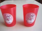 TOP!!! 2 koraal rode DIDDLINA bekers met roze opdruk, Verzamelen, Diddl, Ophalen of Verzenden, Diddlina, Zo goed als nieuw, Servies