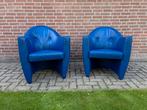 2x Leolux Carabita fauteuils kobalt blauw leer, Huis en Inrichting, Ophalen, Leolux fauteuils kobaltblauw leer, Zo goed als nieuw