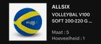 Te koop gevraagd: volleybal Allsix soft V-100 220 gram maat, Sport en Fitness, Volleybal, Ophalen of Verzenden, Nieuw, Bal