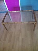 Vintage Bamboe Salontafel met Glasplaat, Huis en Inrichting, Tafels | Salontafels, Gebruikt, 100 tot 150 cm, Glas, Vintage