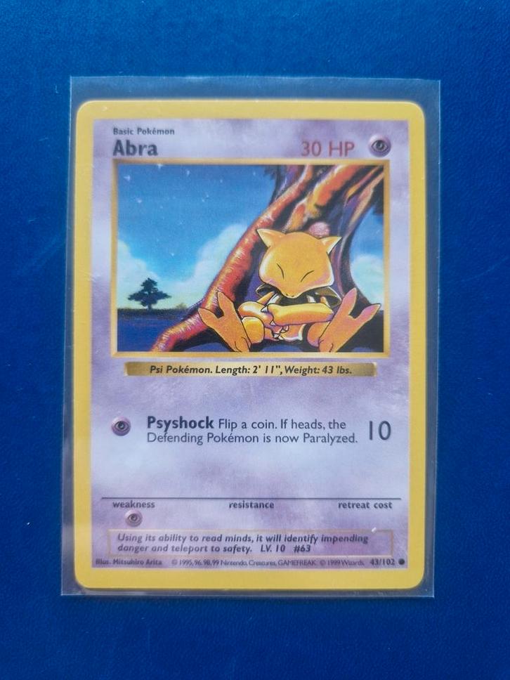 Pokemon Abra Shadowless base set kaart, Hobby en Vrije tijd, Verzamelkaartspellen | Pokémon, Zo goed als nieuw, Losse kaart, Ophalen of Verzenden