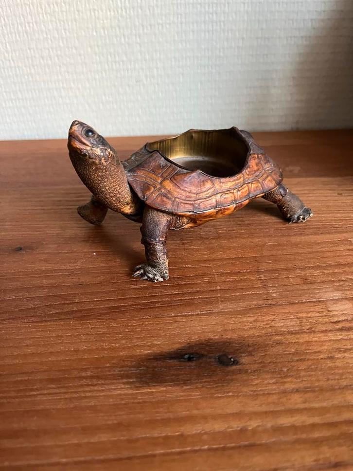 Antieke Schildpad Asbak - Decoratief Object, Antiek en Kunst, Curiosa en Brocante, Ophalen of Verzenden