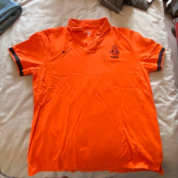 Nike KNVB Polo XL - Gesigneerd Gullit?, Kleding | Heren, Polo's, Gedragen, Maat 56/58 (XL), Oranje, Verzenden