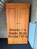 Grenen slaapkamer set: Bed, bureau, kast en kisten, Ophalen, Gebruikt, 50 tot 100 cm, Met lade(s)
