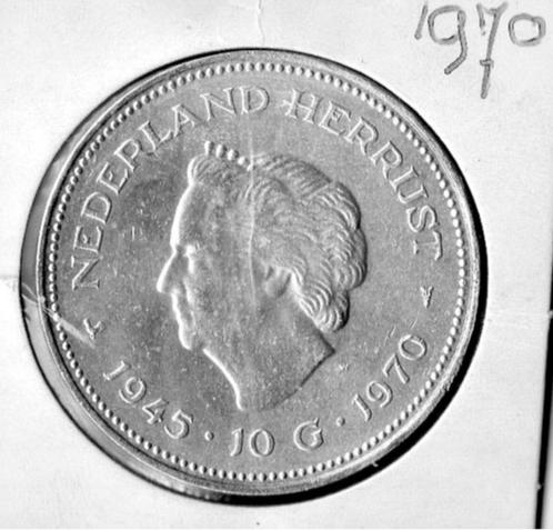 10 Gulden - Juliana (Liberation) ZJ (1970), Postzegels en Munten, Munten | Nederland, Losse munt, 10 gulden, Koningin Juliana