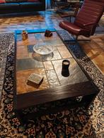 Vintage salontafel hout en steen, Huis en Inrichting, Tafels | Salontafels, Ophalen, Gebruikt, 100 tot 150 cm, 50 tot 100 cm