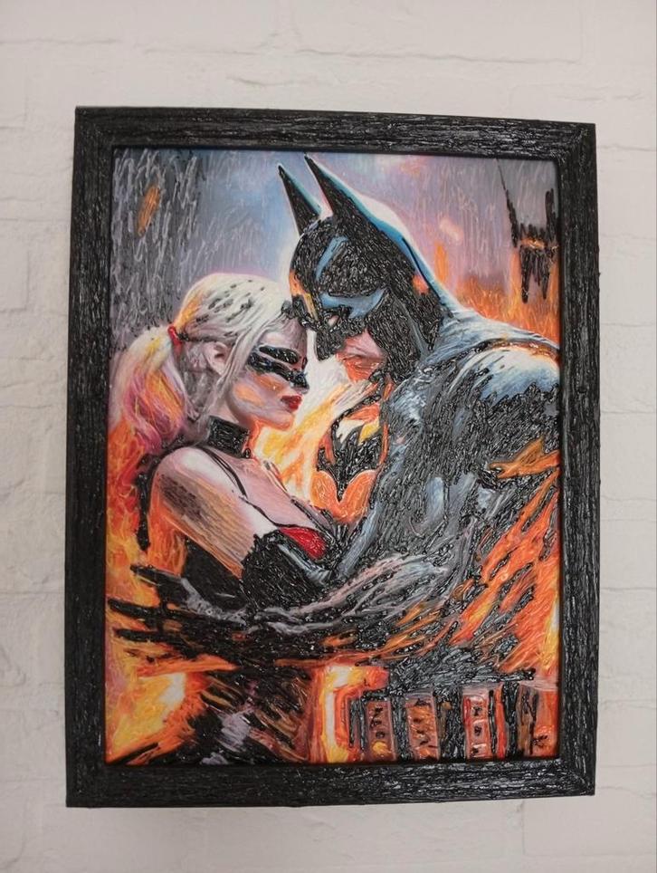 Schilderij "Batman" amore infuocato, echtheidscertificaat, Antiek en Kunst, Kunst | Schilderijen | Abstract, Ophalen of Verzenden