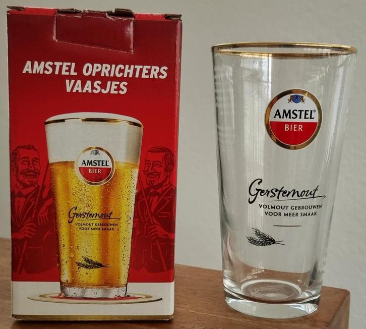 Glas Gerstemout Amstel Oprichters - NIEUW in doos, Verzamelen, Biermerken, Nieuw, Glas of Glazen, Amstel, Ophalen of Verzenden