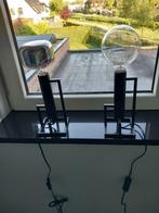 2 ZWARTE METALEN TAFELLAMPEN PLUS 4 LED LAMPEN MOET WEG, Ophalen of Verzenden, Zo goed als nieuw, Glas, Minder dan 50 cm