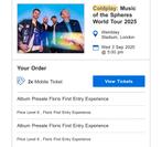 Coldplay - 1x Early Entry 3 September Wembley, Eén persoon, September