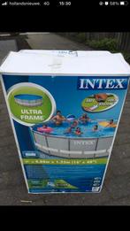 Groot Intex ultra frame zwembad rond 488 x 122 hoog grijs, Tuin en Terras, Zwembaden, 300 cm of meer, 400 cm of meer, Rond, Gebruikt