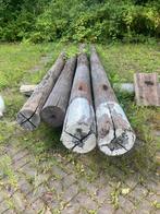 Hardhouten palen met witte kop, steigerpalen, overkapping, Tuin en Terras, Palen, Balken en Planken, Ophalen, Gebruikt, Palen