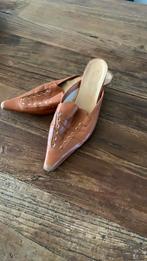 Lederen dames slippers met hakje maat 39, Ophalen, Gedragen, Zwart