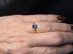 Gouden Vintage ring edelsteen saffier en diamant. 2026/66., Blauw, ., Ophalen of Verzenden, Zo goed als nieuw