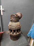 Vintage  houten wiellamp, Ophalen of Verzenden