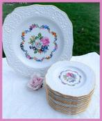 Brocant gebakstel gebakset bordjes high tea servies, Ophalen of Verzenden