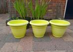 Bloempotten met 2 bijhorende onderzetters, Tuin en Terras, Ophalen, Rond, Aardewerk, Minder dan 40 cm
