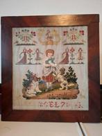 Mooie antieke ingelijste merklap, Antiek en Kunst, Antiek | Kleden en Textiel, Ophalen