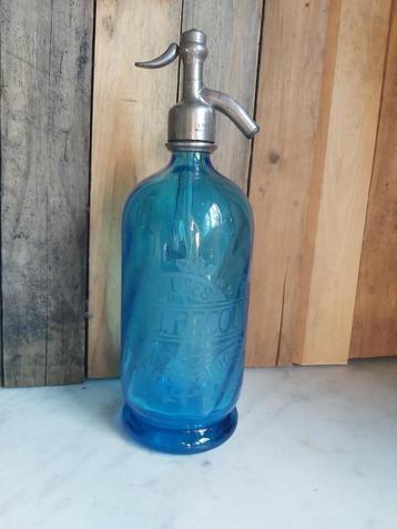 Prachtige oude franse blauwe sifonfles / sodafles /spuitfles beschikbaar voor biedingen