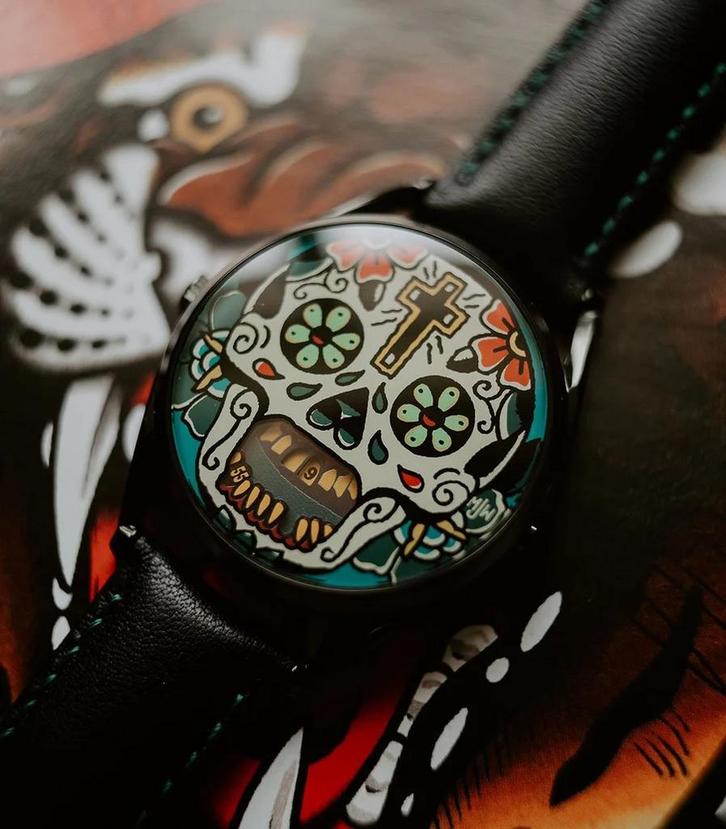 Mr Jones Last Laugh Tattoo Horloge, Sieraden, Tassen en Uiterlijk, Horloges | Heren, Zo goed als nieuw, Overige merken, Staal