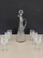 Fraai geslepen glazen karaf met 6 glaasjes, Antiek en Kunst, Antiek | Glas en Kristal, Ophalen of Verzenden