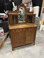 Mooie brocante kast met geslepen glas, Ophalen of Verzenden