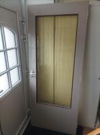 Houten deur met raam en slot, Doe-het-zelf en Verbouw, Deuren en Horren, Ophalen, Gebruikt, 80 tot 100 cm, Binnendeur