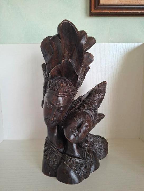 FRAAI! Rama & Sita/ Balinees houtsnijwerk/ jaren '50, Antiek en Kunst, Kunst | Beelden en Houtsnijwerken, Ophalen of Verzenden