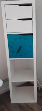 Kallax kast wit met inzet lades en klok, Ophalen, Minder dan 50 cm, 100 tot 150 cm, Zo goed als nieuw