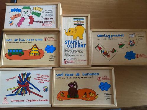 Toi Toys - Houten speelgoed 5 spellen zie de foto's, Kinderen en Baby's, Speelgoed | Houten speelgoed, Gebruikt, Overige typen