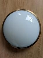 Plafonnière, matglas en goudkleurig, Ophalen of Verzenden, Gebruikt