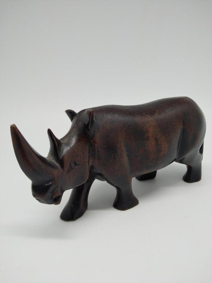 Ebenhout Neushoorn Beeld, Antiek en Kunst, Kunst | Beelden en Houtsnijwerken, Ophalen of Verzenden