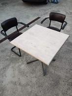 2x slede stoel, met armleuningen, en/of tafel vierkant, Huis en Inrichting, Tafels | Salontafels, Ophalen, 50 tot 100 cm, 50 tot 75 cm