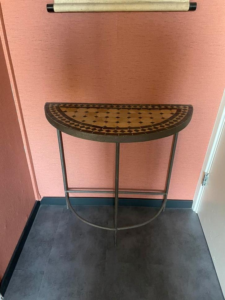 Prachtige franse wandconsole antiek gietijzer, Huis en Inrichting, Tafels | Bijzettafels, Zo goed als nieuw, Overige vormen, 60 cm of meer