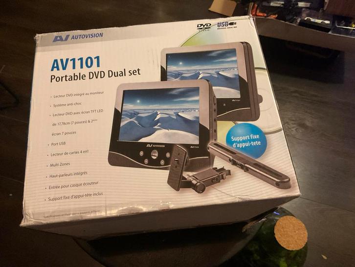 Autovision AV1101 Draagbare DVD Dual Set -  in doos, Audio, Tv en Foto, Dvd-spelers, Nieuw, Dvd-speler, Overige merken, Draagbaar