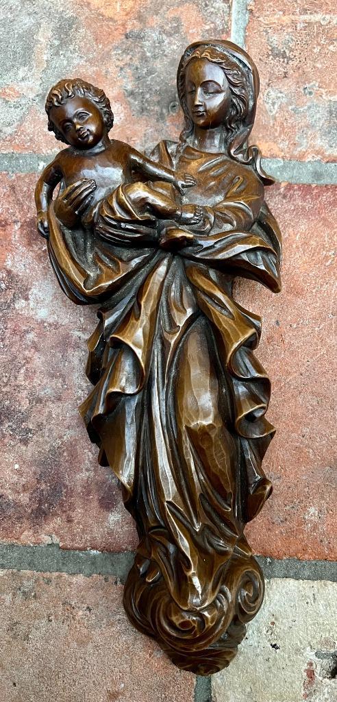 Madonna met kind – Maagd Maria en baby Jezus, wandbeeld, Antiek en Kunst, Antiek | Religie, Ophalen of Verzenden